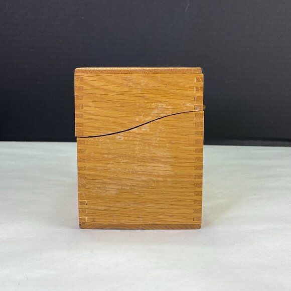 Vintage Hedges Hinged Box Joint Wood Recipe Box - Picture 2 of 13